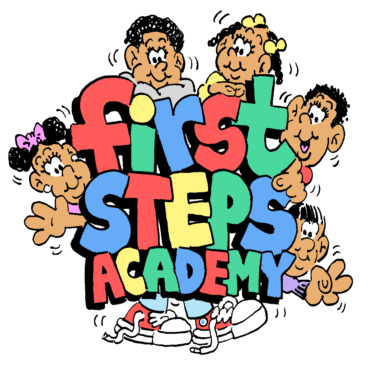 First Steps Academy colorful cartoon logo